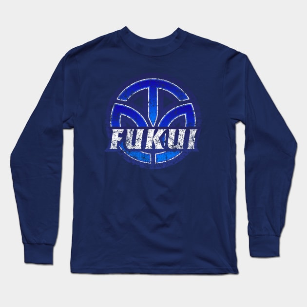 Fukui Prefecture Japanese Symbol Distressed Long Sleeve T-Shirt by PsychicCat